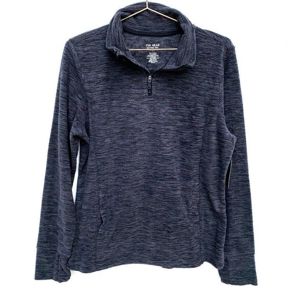 NWT Tek Gear Dark Gray Marled Fleece Quarter Zip - Picture 1 of 7